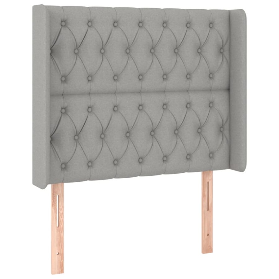 Hoofdbord met randen 103x16x118/128 cm stof lichtgrijs - Afbeelding 2