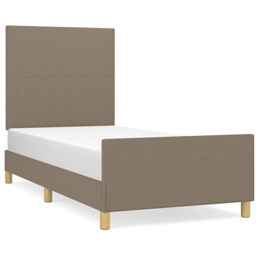 Bedframe zonder matras 100x200 cm stof taupe - Afbeelding 2