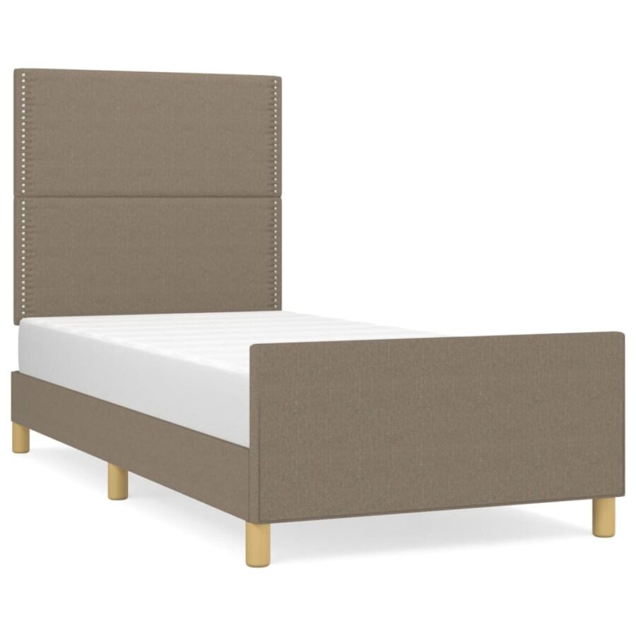Bedframe zonder matras 100x200 cm stof taupe - Afbeelding 2