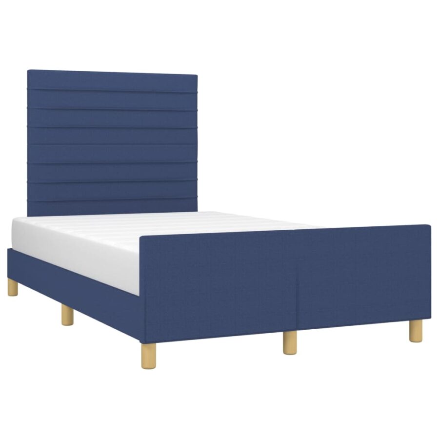 Bedframe met hoofdeinde stof blauw 120x200 cm - Afbeelding 3