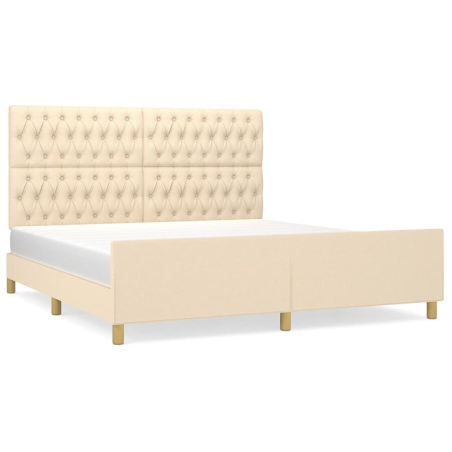 Bedframe zonder matras stof crèmekleurig 180x200 cm - Afbeelding 2