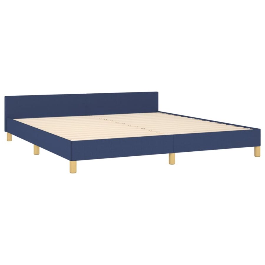 Bedframe met hoofdeinde stof blauw 180x200 cm - Afbeelding 5
