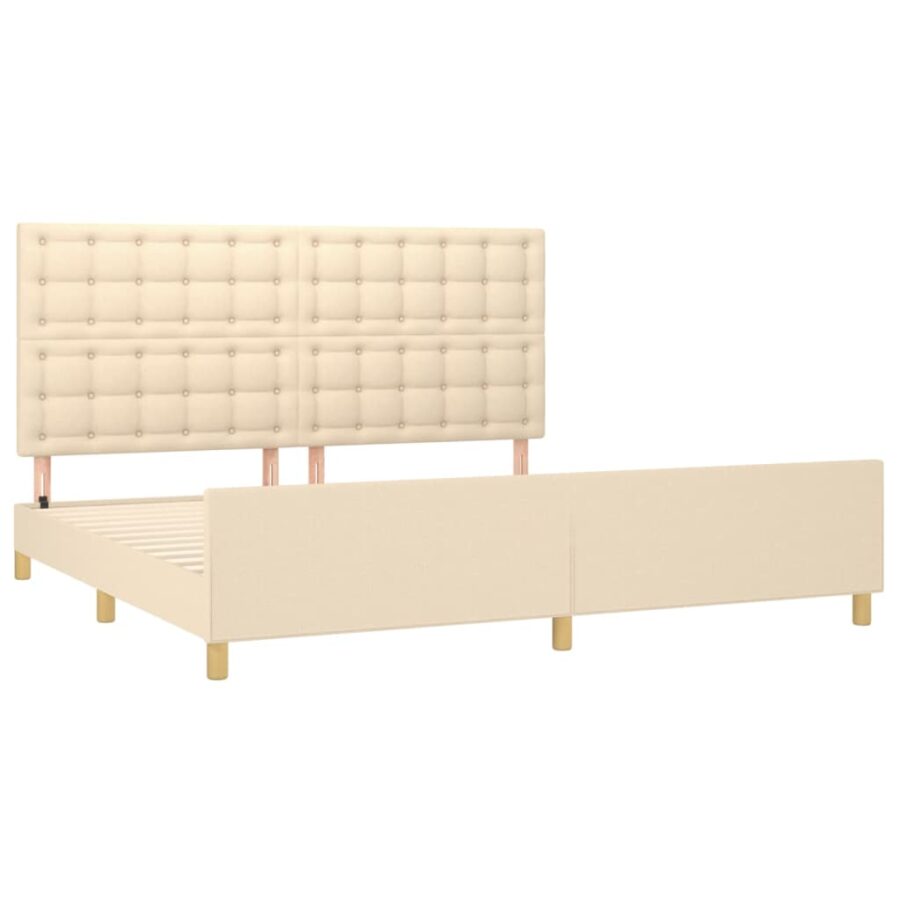 Bedframe zonder matras stof crèmekleurig 200x200 cm - Afbeelding 4