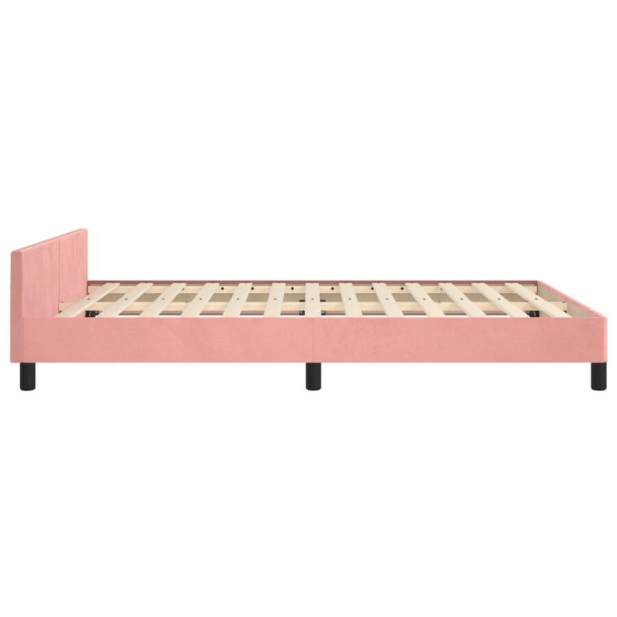 Bedframe met hoofdeinde fluweel roze 140x190 cm - Afbeelding 7