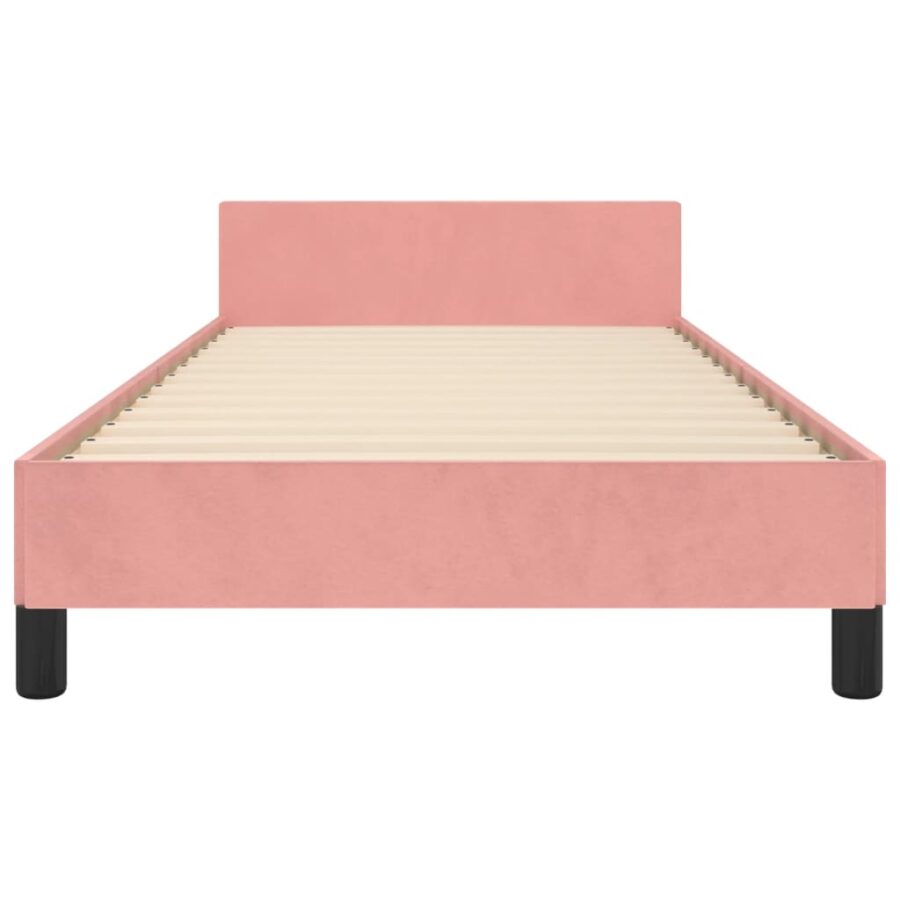 Bedframe met hoofdeinde fluweel roze 90x200 cm - Afbeelding 6
