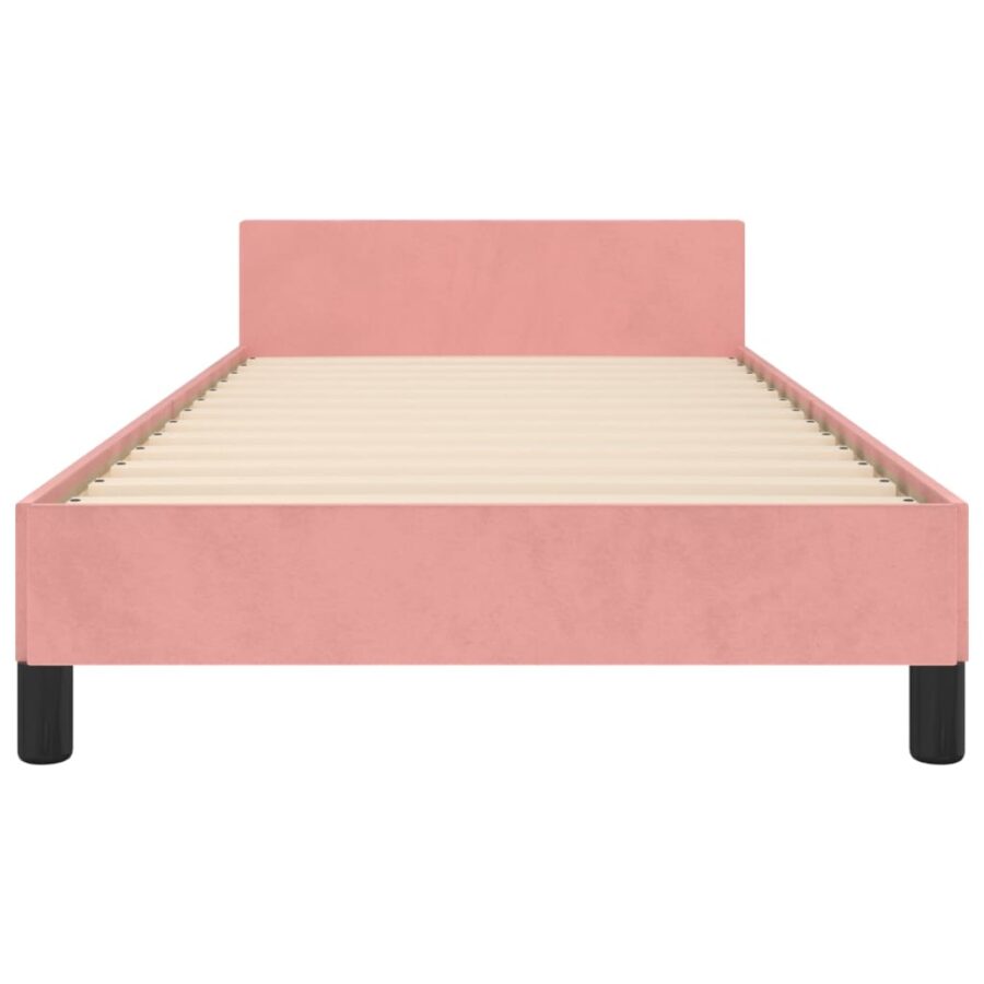 Bedframe met hoofdeinde fluweel roze 100x200 cm - Afbeelding 6