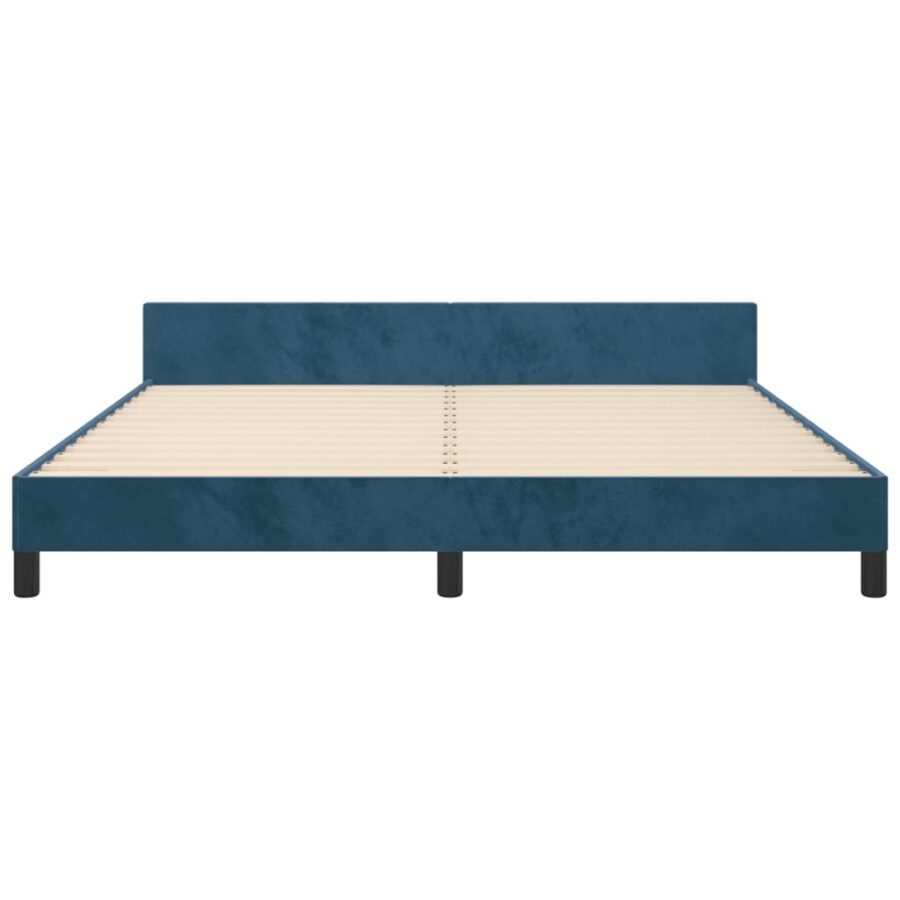Bedframe met hoofdeinde fluweel donkerblauw 180x200 cm - Afbeelding 6