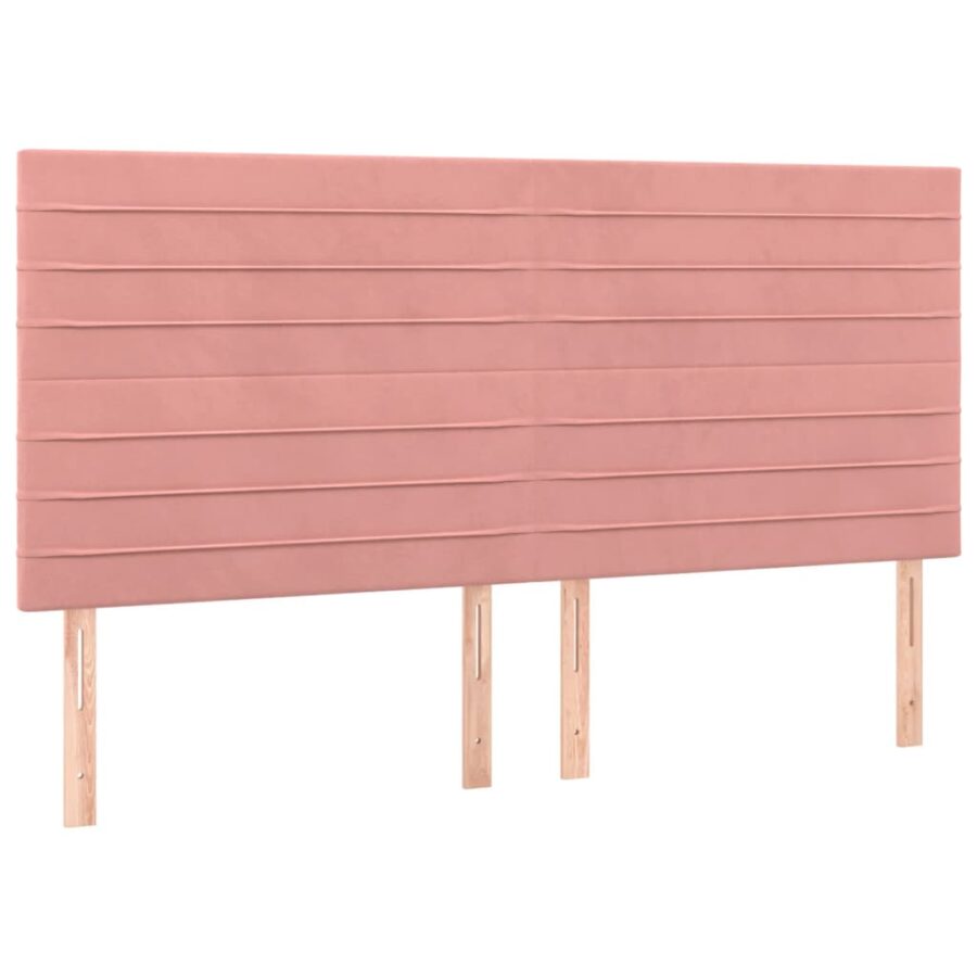 Bedframe met hoofdeinde fluweel roze 180x200 cm - Afbeelding 8
