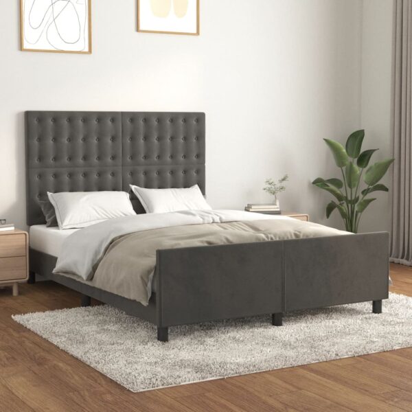 Bedframe zonder matras 140x190 cm fluweel donkergrijs