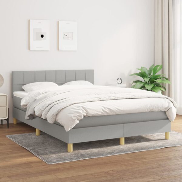 Boxspring met matras stof lichtgrijs 140x200 cm