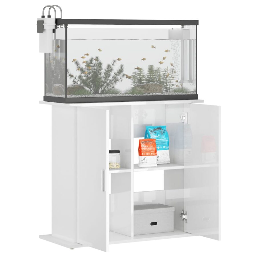 Aquariumstandaard 81x36x73 cm bewerkt hout hoogglans wit - Afbeelding 4