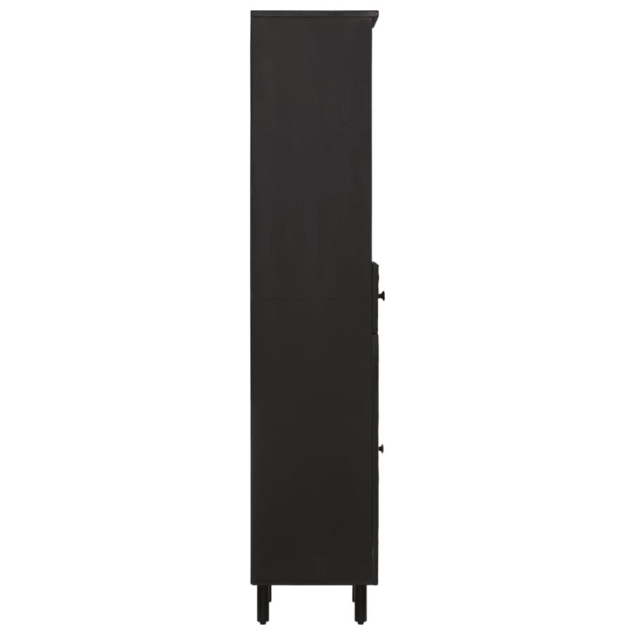 Badkamerkast 38x33x160 cm massief mangohout zwart - Afbeelding 4