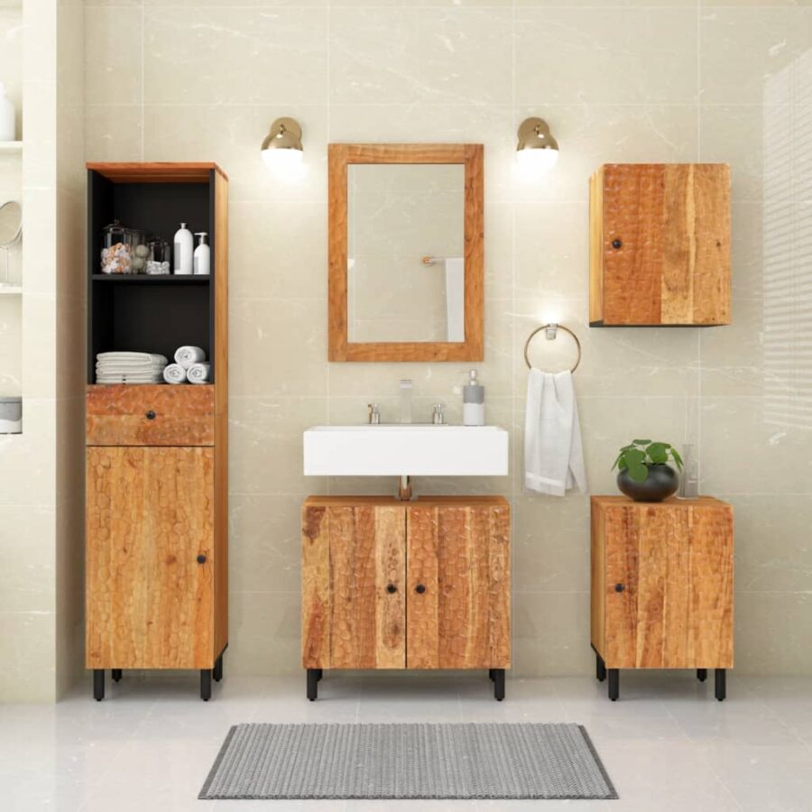 Badkamerwandkast 38x33x160 cm massief acaciahout - Afbeelding 3