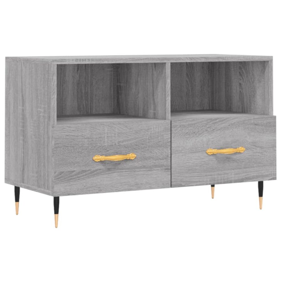 Tv-meubel 80x36x50 cm bewerkt hout grijs sonoma eikenkleurig - Afbeelding 2
