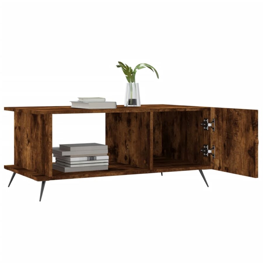 Salontafel 90x50x40 cm bewerkt hout gerookt eikenkleurig - Afbeelding 4