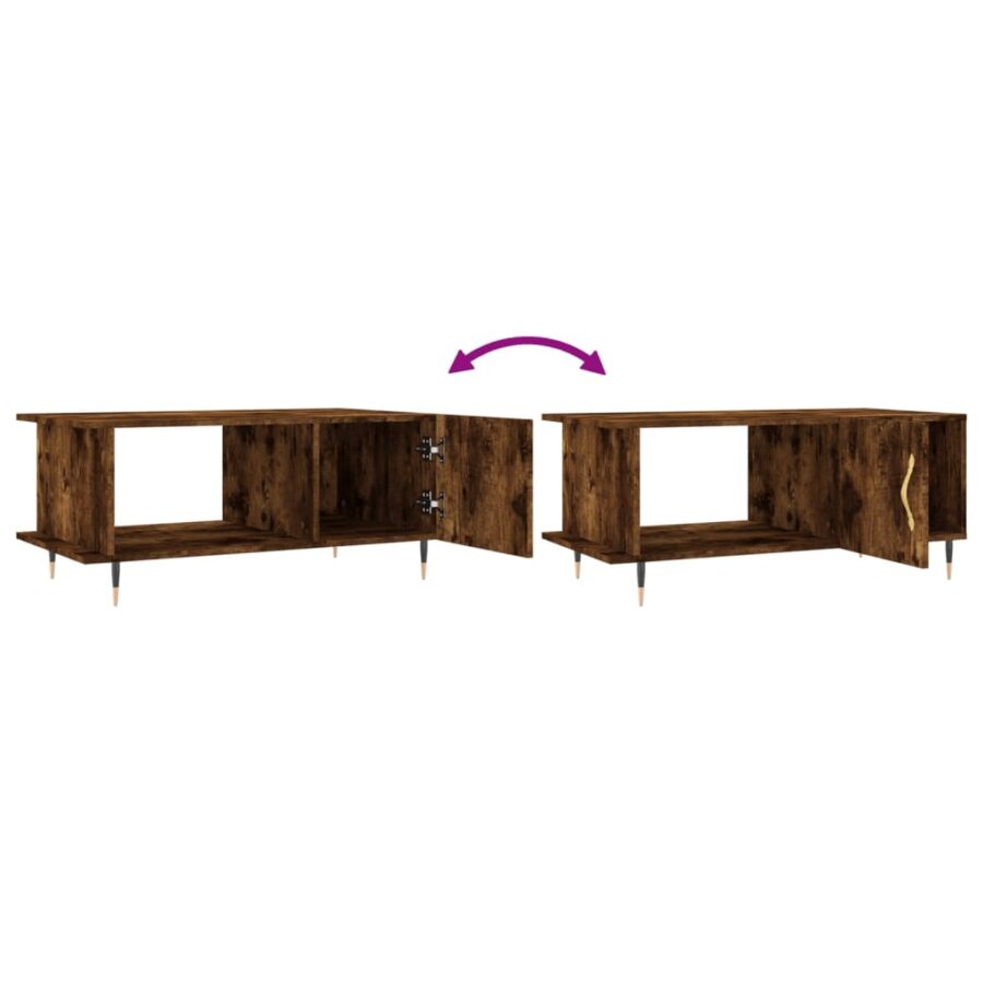 Salontafel 90x50x40 cm bewerkt hout gerookt eikenkleurig - Afbeelding 9