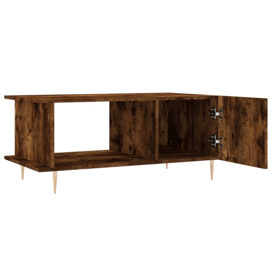 Salontafel 90x50x40 cm bewerkt hout gerookt eikenkleurig - Afbeelding 6