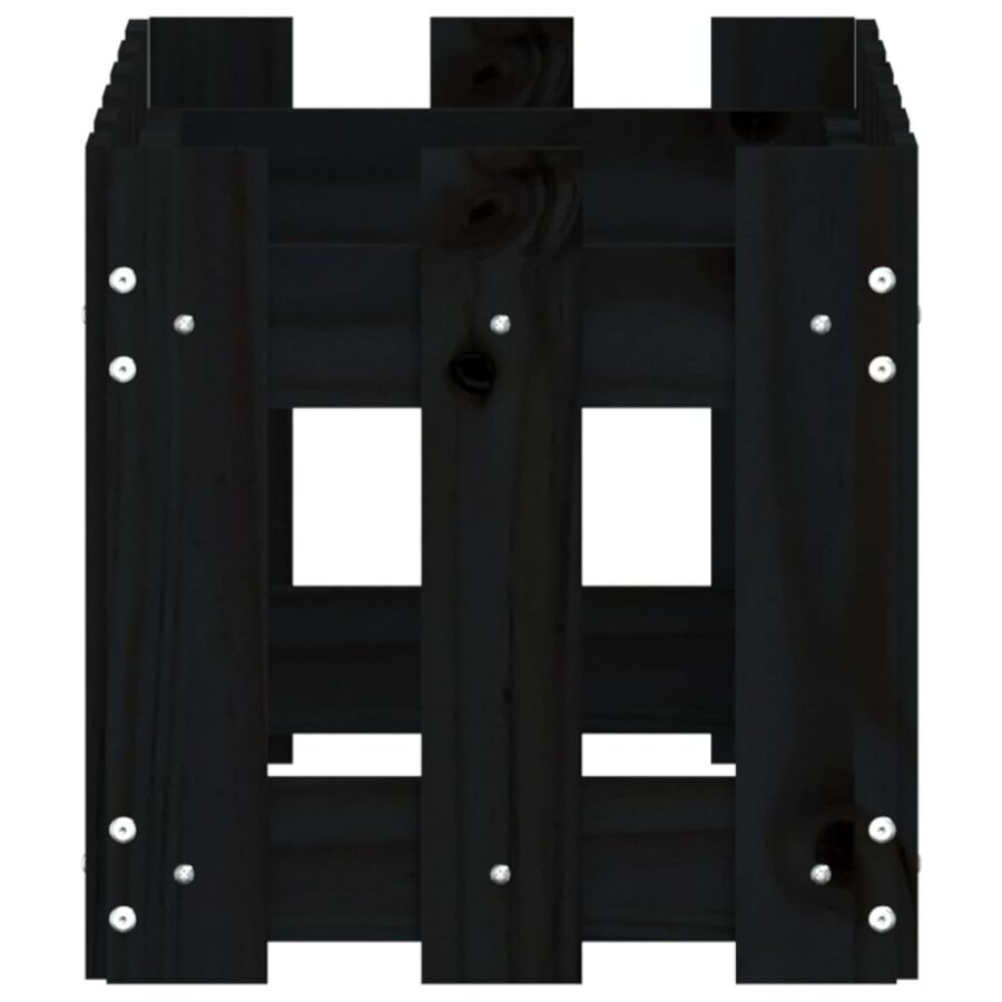 Plantenbak met hekontwerp 60x30x30 cm massief grenenhout zwart - Afbeelding 6