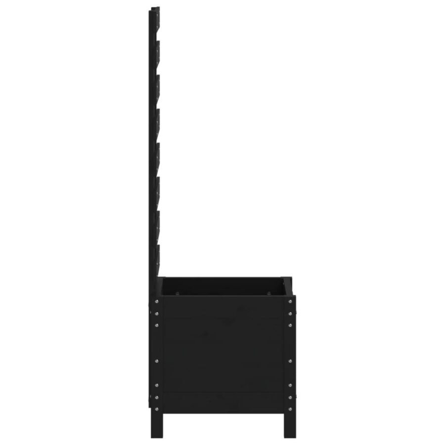 Plantenbak met rek 39x39,5x114 cm massief grenenhout zwart - Afbeelding 6