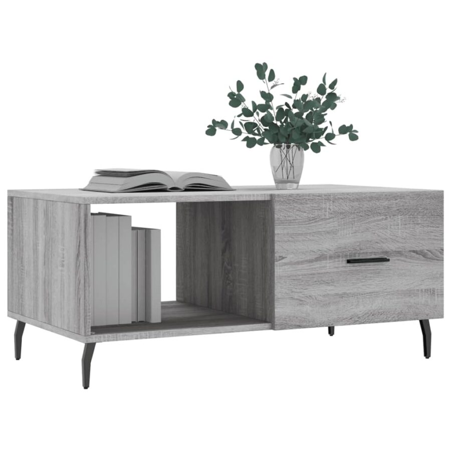 Salontafel 90x50x40 cm bewerkt hout grijs sonoma eikenkleurig - Afbeelding 3