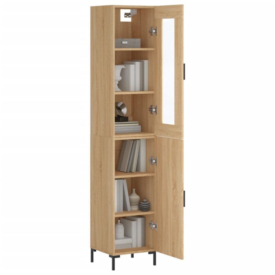 Hoge kast 34,5x34x180 cm bewerkt hout sonoma eikenkleurig - Afbeelding 3