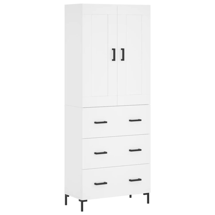 Hoge kast 69,5x34x180 cm bewerkt hout wit - Afbeelding 2