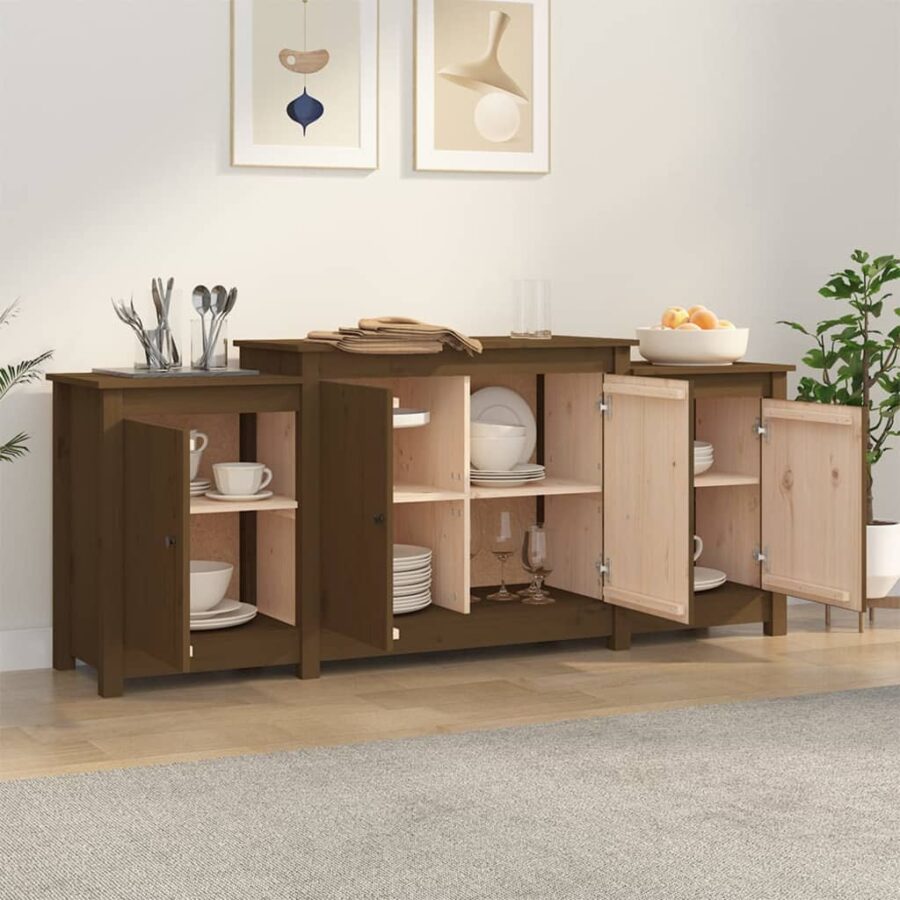 Dressoir 164x37x68 cm massief grenenhout honingbruin - Afbeelding 3
