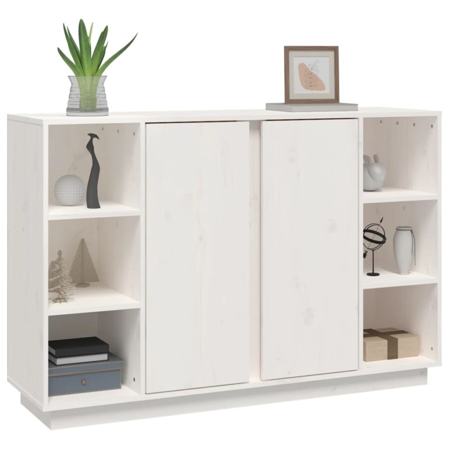 Dressoir 120x35x80 cm massief grenenhout wit - Afbeelding 4