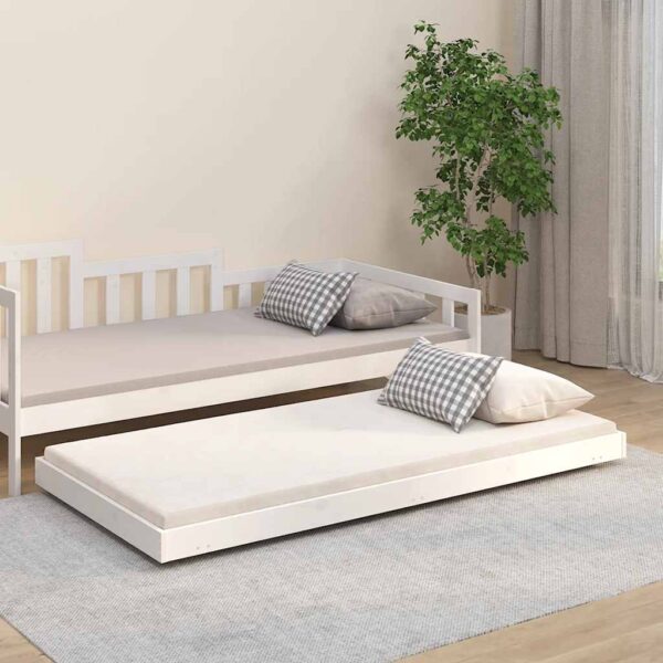 Bedframe zonder matras massief grenenhout wit 90x190 cm