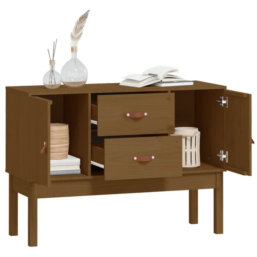 Dressoir 110x40x78 cm massief grenenhout honingbruin - Afbeelding 4