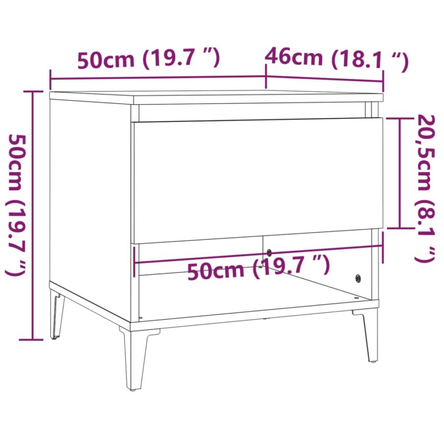Bijzettafels 2 st 50x46x50 cm bewerkt hout gerookt eikenkleurig - Afbeelding 11