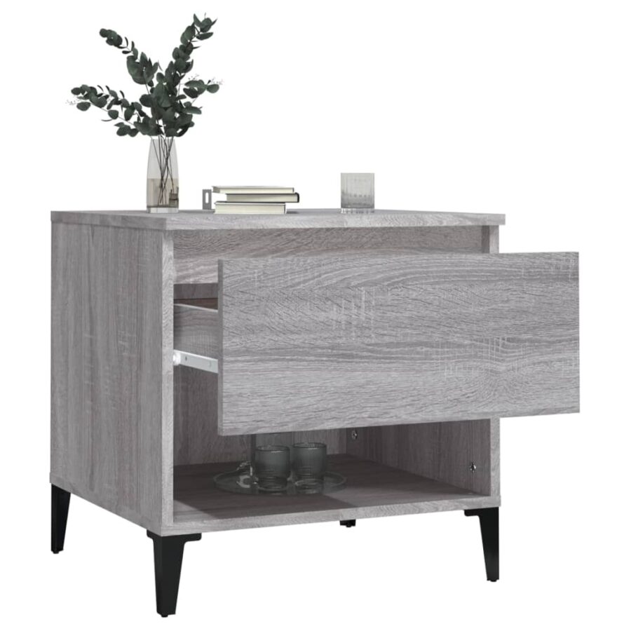 Bijzettafels 2 st 50x46x50 cm bewerkt hout grijs sonoma eiken - Afbeelding 5