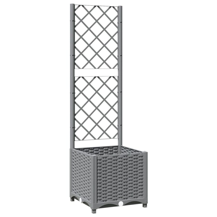 Plantenbak met latwerk 40x40x136 cm polypropeen lichtgrijs - Afbeelding 2