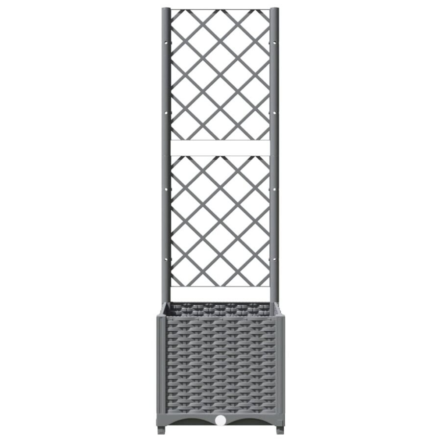 Plantenbak met latwerk 40x40x136 cm polypropeen lichtgrijs - Afbeelding 4