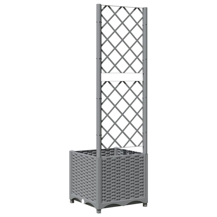 Plantenbak met latwerk 40x40x136 cm polypropeen lichtgrijs - Afbeelding 6