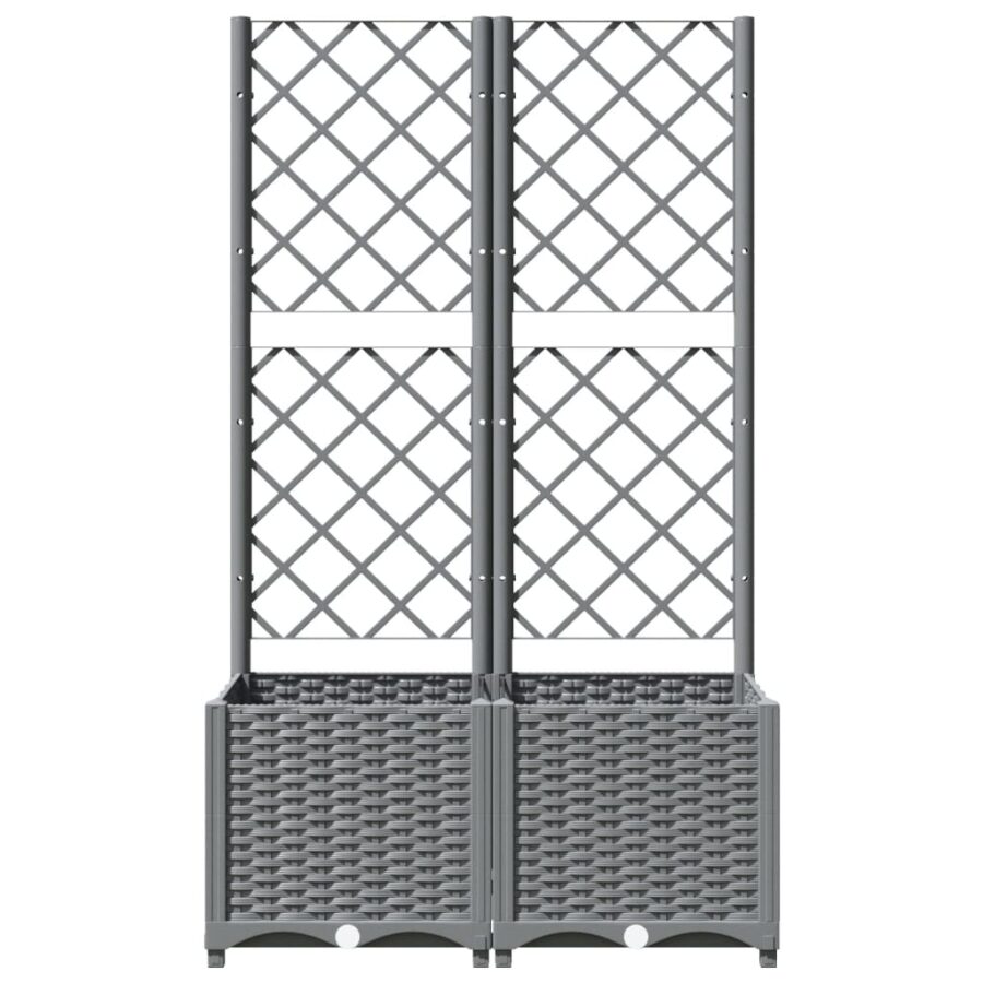 Plantenbak met latwerk 80x40x136 cm polypropeen lichtgrijs - Afbeelding 4