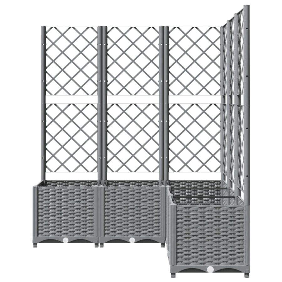 Plantenbak met latwerk 120x120x136 cm polypropeen lichtgrijs - Afbeelding 4