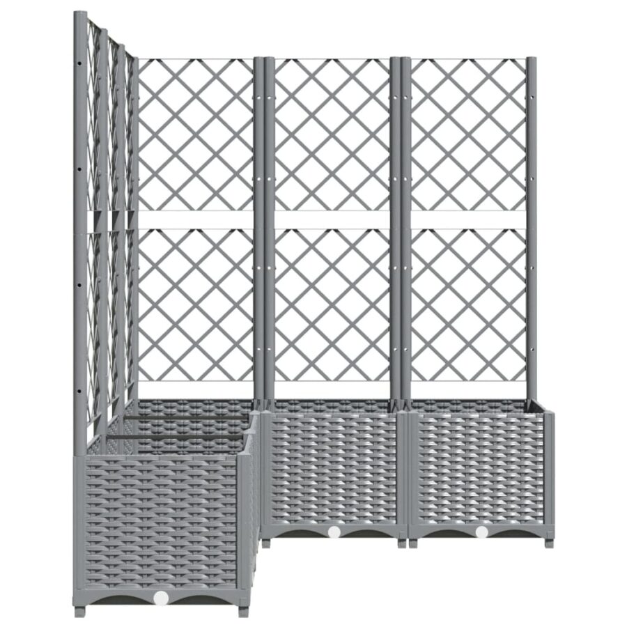Plantenbak met latwerk 120x120x136 cm polypropeen lichtgrijs - Afbeelding 5