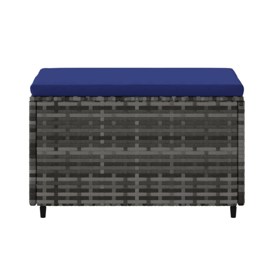 Voetensteun met kussen poly rattan grijs - Afbeelding 4