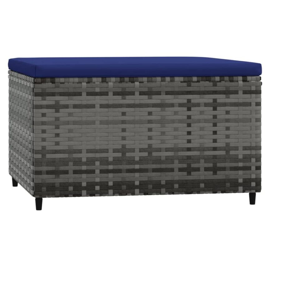 Voetensteun met kussen poly rattan grijs - Afbeelding 5