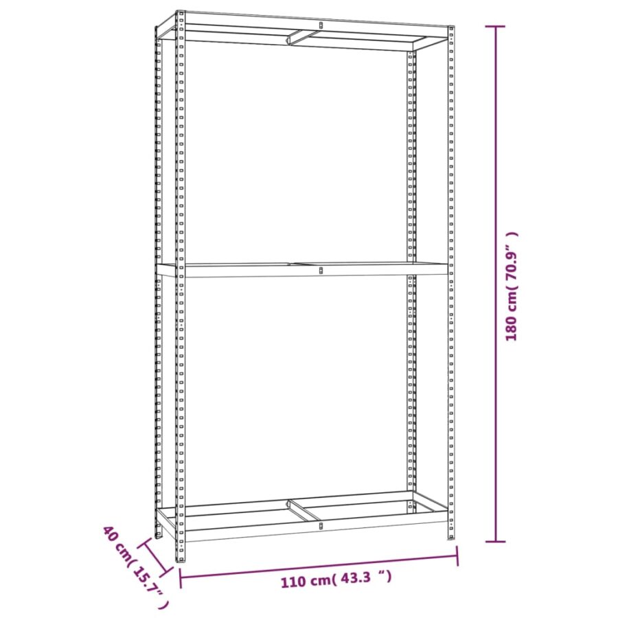 Bandenrekken 2-laags 4 st 110x40x180 cm staal zilverkleurig - Afbeelding 9