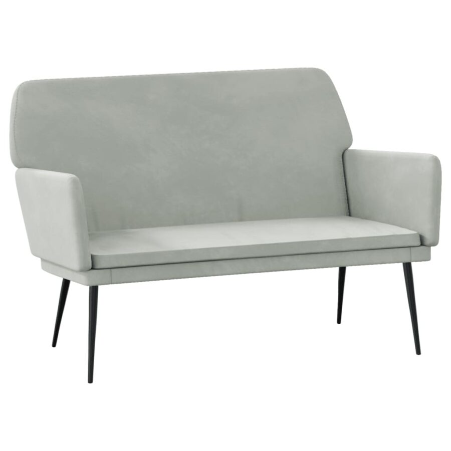 Bankje 108x79x79 cm fluweel lichtgrijs - Afbeelding 2