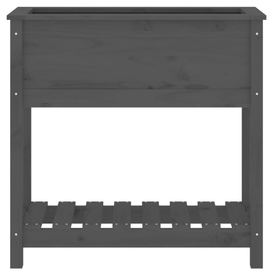 Plantenbak met schap 82,5x34,5x81 cm massief grenenhout grijs - Afbeelding 5
