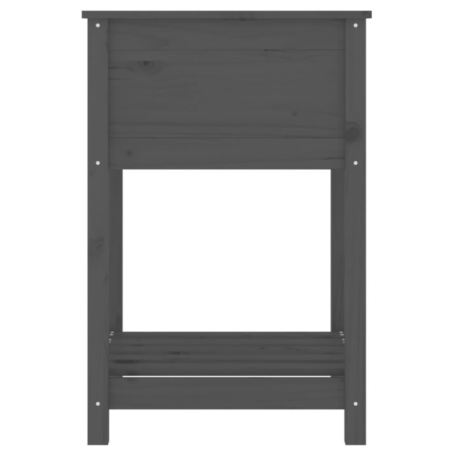 Plantenbak met schap 54x54x81 cm massief grenenhout grijs - Afbeelding 6