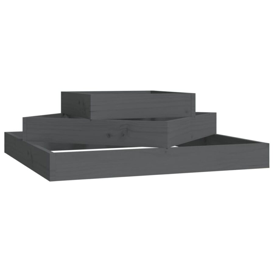 Plantenbak 83x83x27 cm massief grenenhout grijs - Afbeelding 2