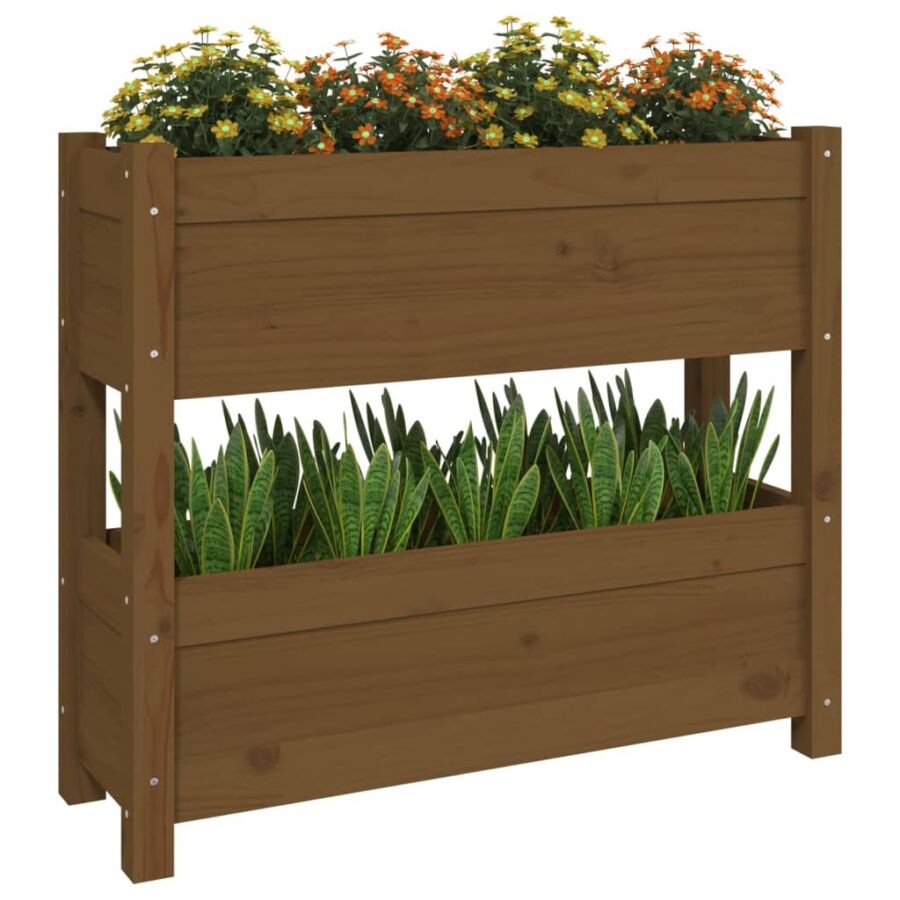 Plantenbak 77x25x66 cm massief grenenhout honingbruin - Afbeelding 4