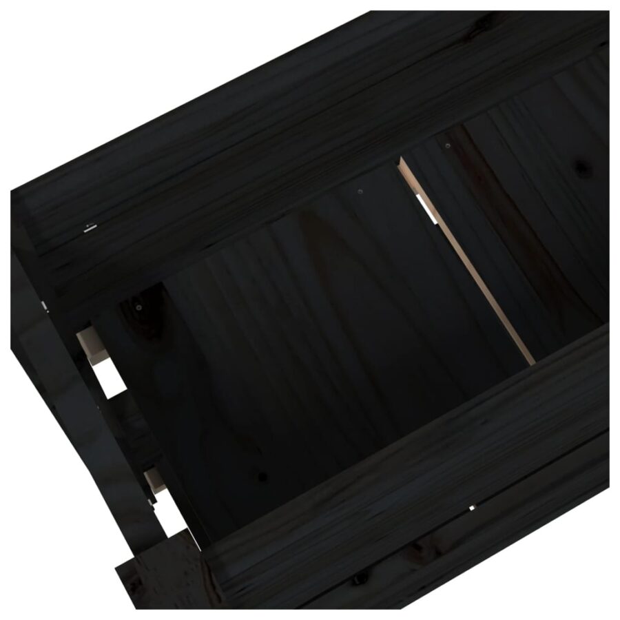 Plantenbak 77x25x66 cm massief grenenhout zwart - Afbeelding 7