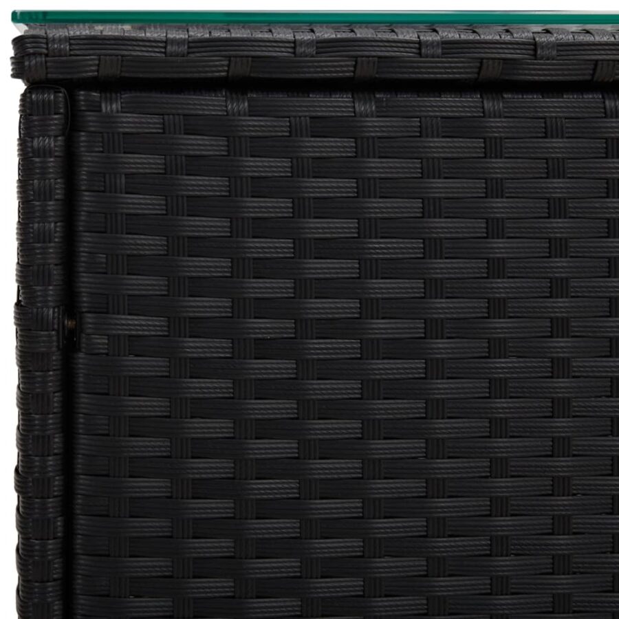 Bijzettafel 40x37x40,5 cm poly rattan en gehard glas zwart - Afbeelding 4