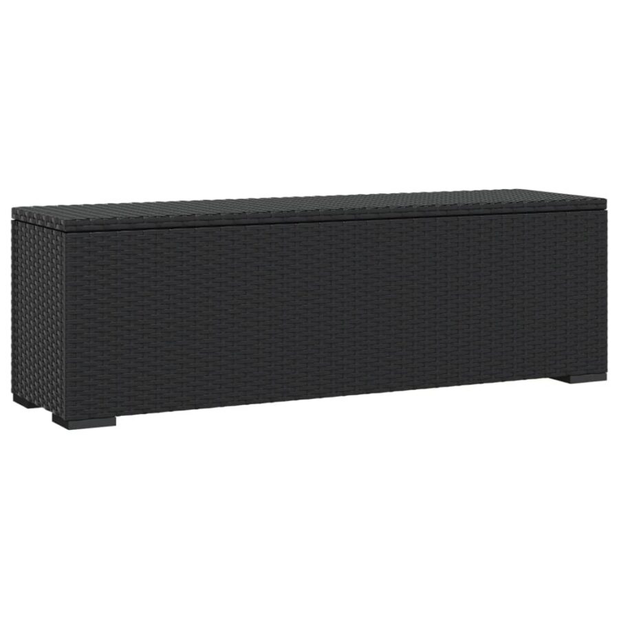 Voetenbankje met kussen 110x30x40 cm poly rattan zwart - Afbeelding 5