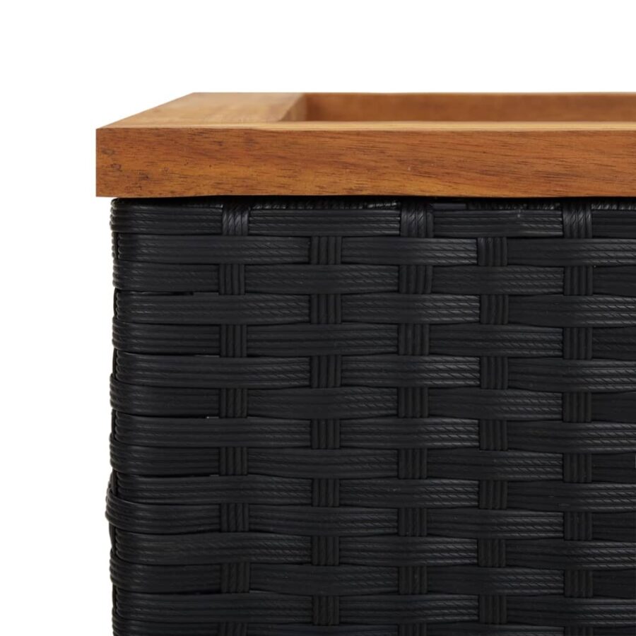 Plantenbak 40x40x40 cm poly rattan zwart - Afbeelding 4
